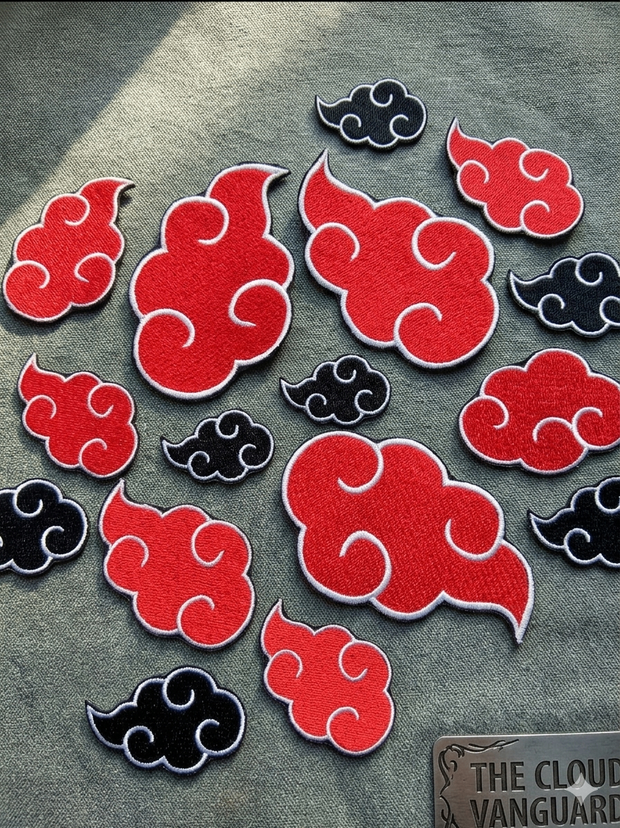 Patches estilo nuvens vermelhas e pretas